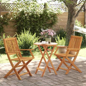 vidaXL 3-delige Bistroset inklapbaar massief acaciahout, Tuin en Terras, Tuinsets en Loungesets, Verzenden, Nieuw