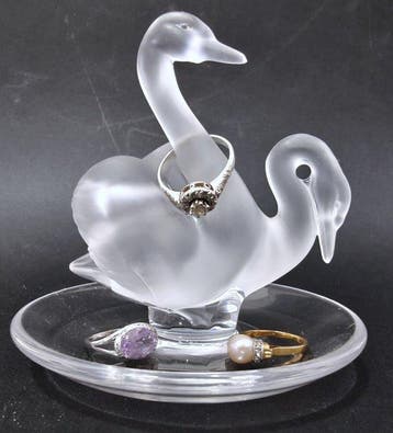 Lalique - Sieradendoos - zwaan - Kristal - Baguier cygne, Antiek en Kunst