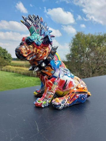 Beeld, street Art english dog with cockscomb - 29 cm -