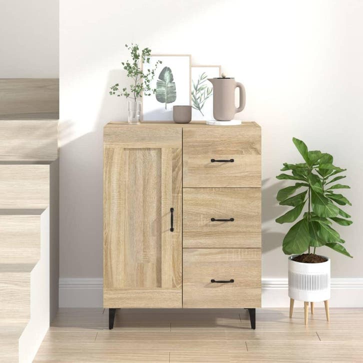 vidaXL Dressoir 69,5x34x90 cm bewerkt hout sonoma, Huis en Inrichting, Kasten | Dressoirs, Nieuw, Verzenden