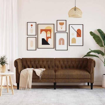 vidaXL bank / zetel Bruin 201,5 x 74,5 x 74,5 cm Polyester, Verzenden, Nieuw