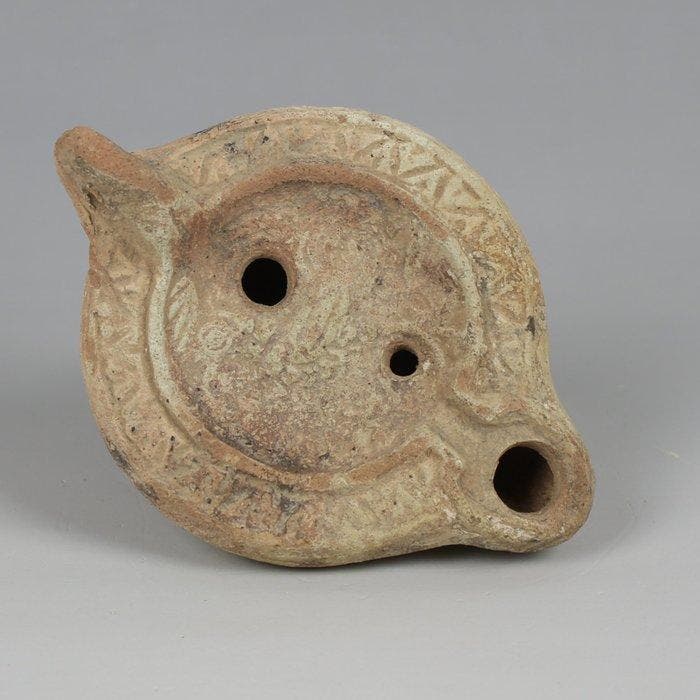 Oud-Romeins Terracotta Olielamp met een haan erop, Type, Collections, Minéraux & Fossiles