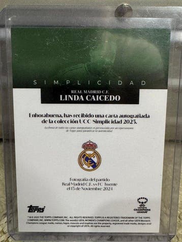 2025 Topps Simplicidad Linda Caicedo 52/99 Gesigneerde, Nieuw