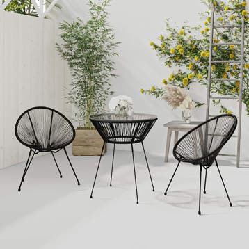 vidaXL 3-delige Tuinset zwart, Tuin en Terras, Verzenden, Nieuw, Tuinset