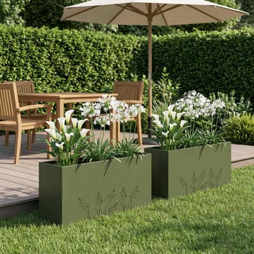 vidaXL Plantenbak 2 st Olijfgroen 100 x 30 x 49 cm, Verzenden, Nieuw