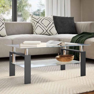 vidaXL Salontafel 95x55x40 cm gehard glas transparant en, Huis en Inrichting, Tafels | Salontafels, Verzenden, Nieuw