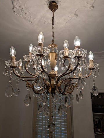 Lustre - Cristal - Gigante 12 points de lumière, Antiquités & Art