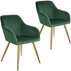 tectake Eetkamerstoel Marilyn fluweellook, gouden poten - do, Huis en Inrichting, Stoelen, Verzenden, Nieuw
