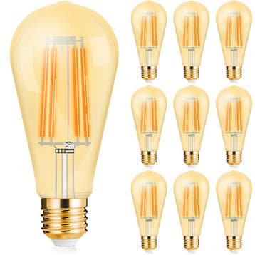 10x LED Lamp E27 Edison Filament Brinton 6W ST64, Verzenden