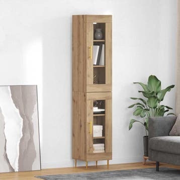 vidaXL Highboard 2 pcs Artisan Eiken Glas, Verzenden, Nieuw