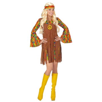 Hippie 60S Kostuum Bruin Dames 3 delig, Verzenden, Nieuw