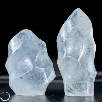 Bijzonder lemurisch kwartsvlammen-set – twee massieve
