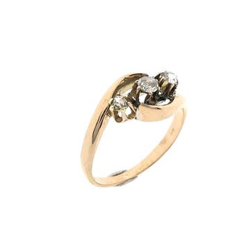 Gouden ring met diamanten; 0,19 ct., Gebruikt, Ophalen of Verzenden, 17 tot 18, Met edelsteen