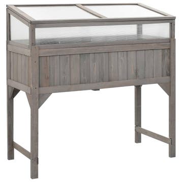 vidaXL Plantenbak verhoogd met kas 110x54x120 cm massief, Tuin en Terras, Verzenden, Nieuw