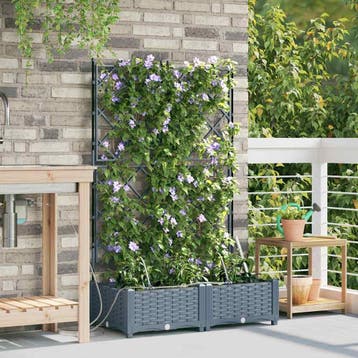 vidaXL Plantenbak 2 st Lichtgrijs 80 x 40 x 126 cm PP, Tuin en Terras, Verzenden, Nieuw