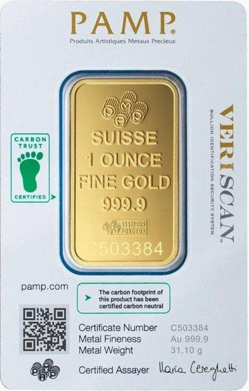 1 Troy Ounce - Goud .999 - PAMP - Verzegeld en met