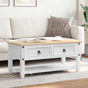 vidaXL Salontafel Wit 100 x 48 x 45 cm Massief grenenhout, Verzenden, Nieuw