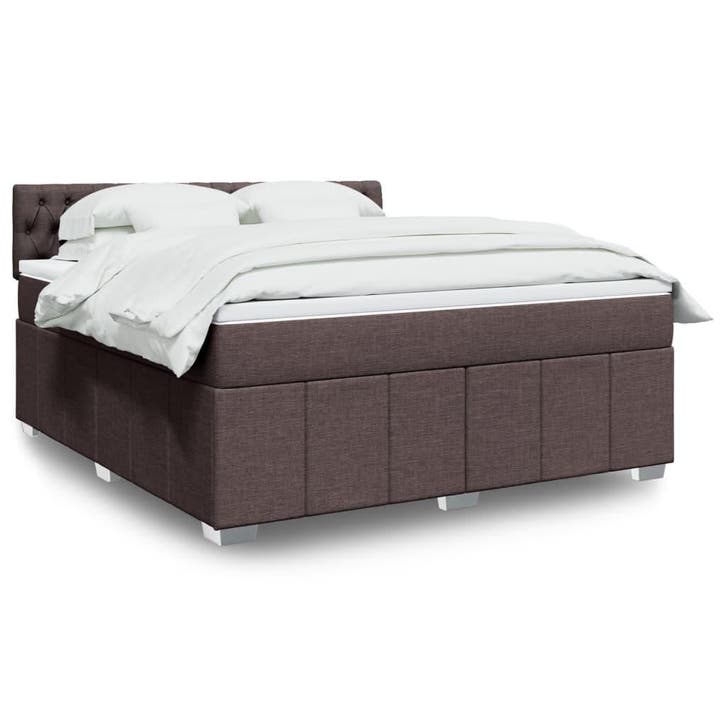 vidaXL Boxspring met matras stof donkerbruin 180x200 cm, Maison & Meubles, Chambre à coucher | Lits, Envoi