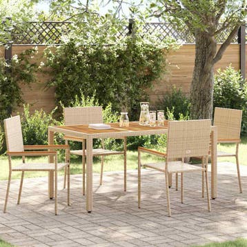 vidaXL Tuin stapelstoelen 4 st Crème en bruin, Tuin en Terras, Verzenden, Nieuw