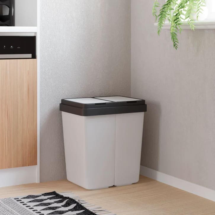 vidaXL Vuilnisbak dubbel 2x25 L wit, Huis en Inrichting, Woonaccessoires | Prullenbakken, Nieuw, Verzenden