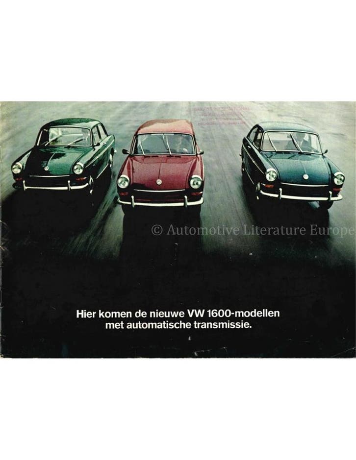 1968 VOLKSWAGEN 1600 BROCHURE NEDERLANDS, Livres, Autos | Brochures & Magazines