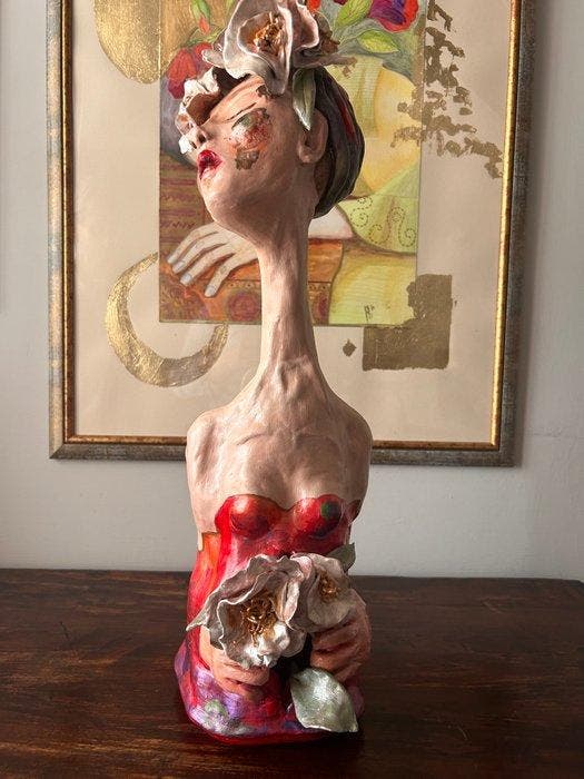 R.Papi - R.Papi - sculptuur, La Flore de la Passion. - 52 cm, Antiek en Kunst, Antiek | Glaswerk en Kristal