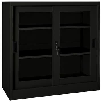 vidaXL Roldeurkast 90x40x90 cm staal zwart, Verzenden