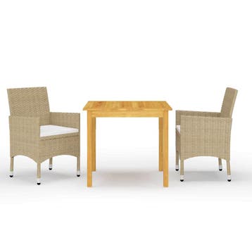 vidaXL 3-delige Tuinset beige, Verzenden, Nieuw, Tuinset