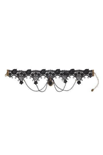 KIMU® Choker Ketting Zwart Kant Kanten Zwarte Collar Lingeri, Ophalen of Verzenden