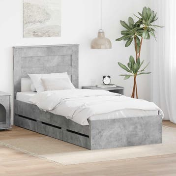 vidaXL Bedframe met lade Beton Grijs 75 x 190 cm, Verzenden
