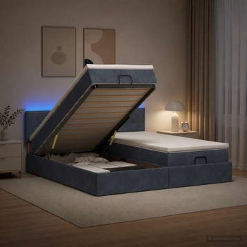 vidaXL Ottomaanse Bed met Matras en LED Donkergrijs 160 x, Huis en Inrichting, Slaapkamer | Bedden, Verzenden, Nieuw