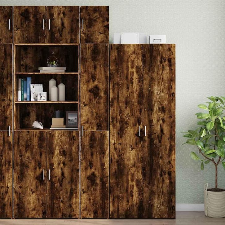 vidaXL Opbergkast smal 30x42,5x225 cm bewerkt hout gerookt, Huis en Inrichting, Kasten | Dressoirs, Nieuw, Verzenden