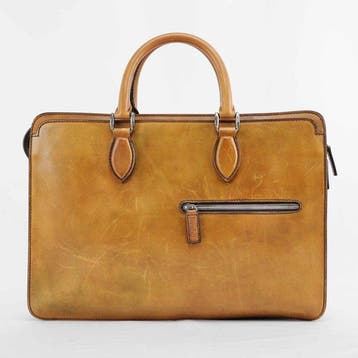 Berluti - Patina Leather Briefcase Business Bag Brown, Nieuw