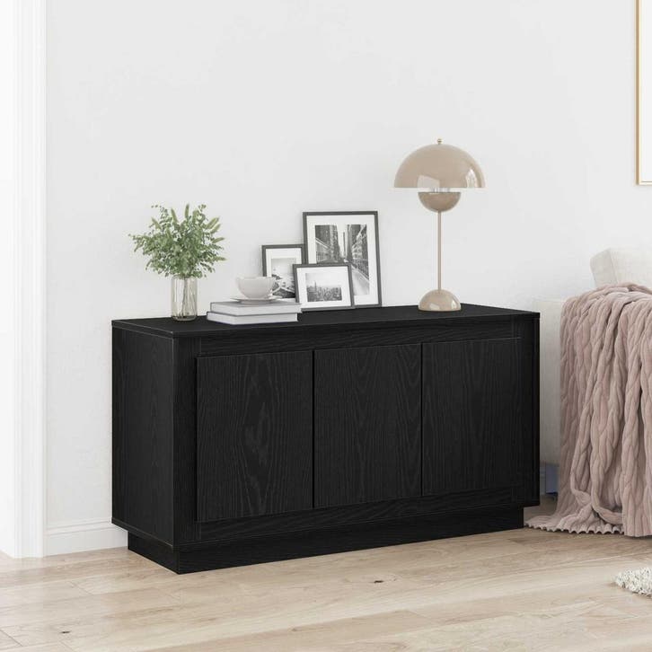 vidaXL Dressoir Zwart Eiken 102 x 35 x 55 cm Bewerkt hout, Maison & Meubles, Armoires | Dressoirs, Envoi