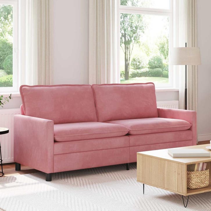 vidaXL bank / zetel Roze 196 x 81 x 87,5 cm Fluweel, Huis en Inrichting, Zetels | Zetels, Nieuw, Verzenden