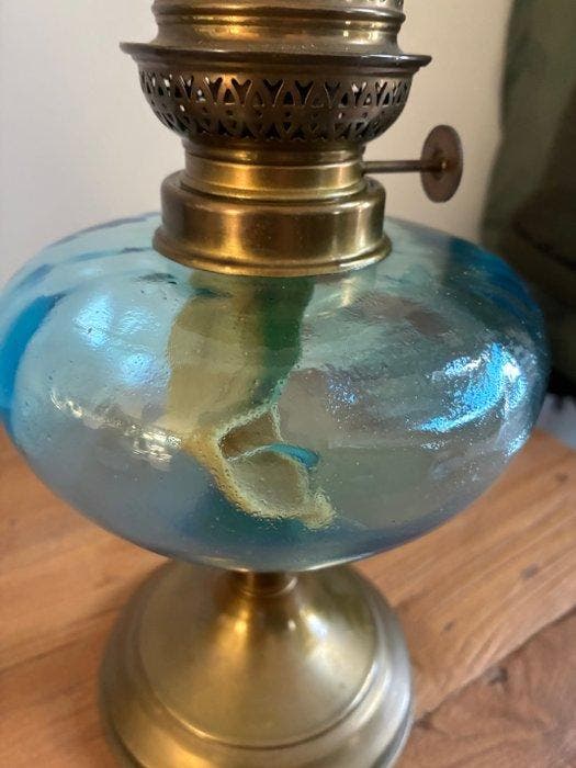 Petroleumlamp - Messing, Glas, Antiquités & Art, Curiosités & Brocante