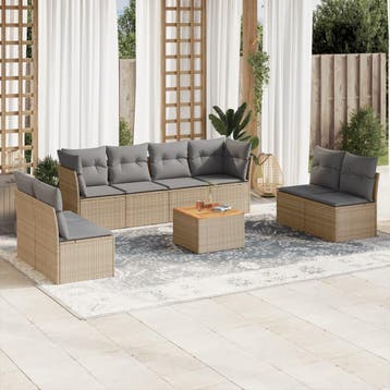vidaXL Patio Sofa Set 8-zits Mix Beige en Lichtgrijs, Verzenden