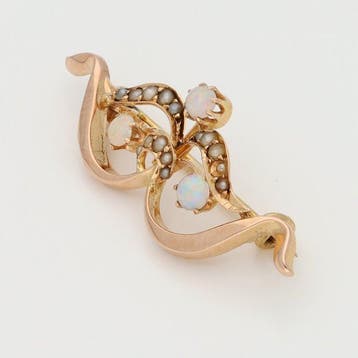 Broche - 14 carats Or rose Perle - Opale