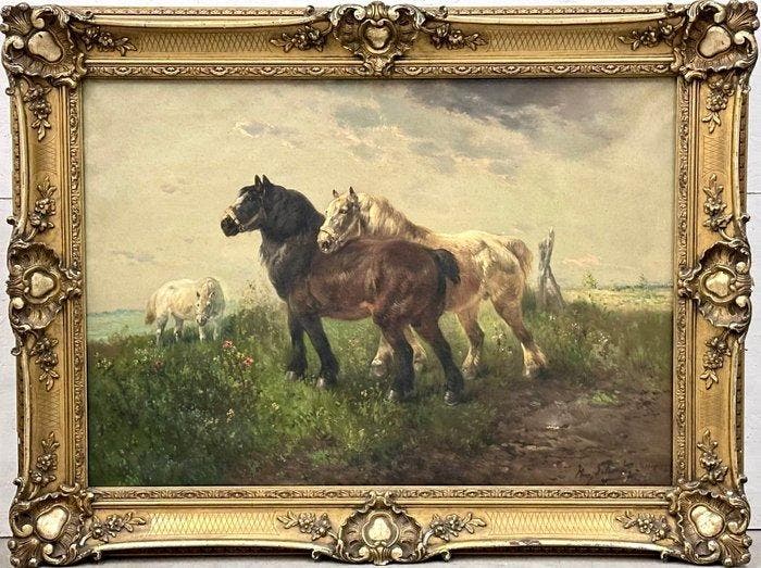 Henry Schouten (1860-1927) - Paarden in de wei, Antiek en Kunst, Kunst | Schilderijen | Klassiek