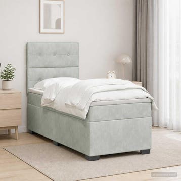 vidaXL Boxspringbed met matras Lichtgrijs 90 x 200 cm, Verzenden