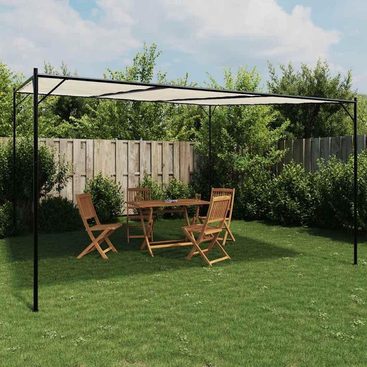 vidaXL Prieel 4x4 m 180 g/m² stof en staal wit, Tuin en Terras, Partytenten, Nieuw, Verzenden