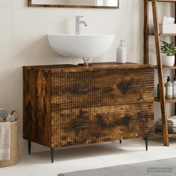 vidaXL Wastafel kabinet voor de badkamer HAARLEM Gerookt, Verzenden, Nieuw