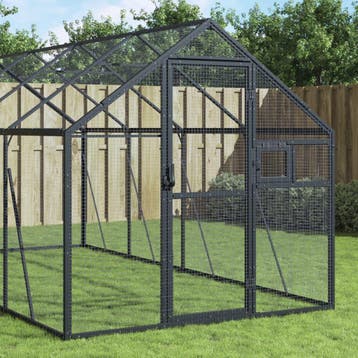 vidaXL Volière 1,79x8x1,85 m aluminium antracietkleurig, Verzenden, Nieuw