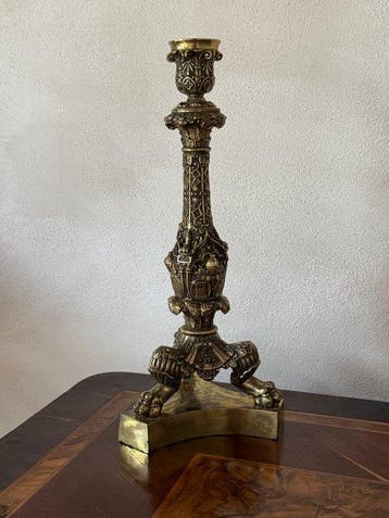 Candélabre - Bronze doré - néogothique, Antiquités & Art