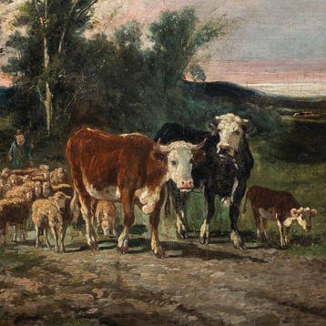 European school (XIX) - Landscape with Cattle and Herd at