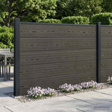 vidaXL Hekpaneel 4 pcs WPC en Aluminium Zwart, Tuin en Terras, Verzenden, Nieuw