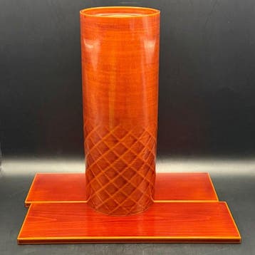 Vase laqué japonais Hida Shunkei avec motif en losange et, Antiquités & Art