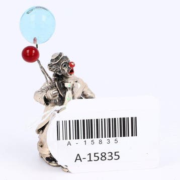 Marco Conti - Clown met ballonnen - Beeldje - .800 zilver