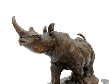 Figurine - A rhino - Bronze, Marbre, Antiquités & Art, Curiosités & Brocante