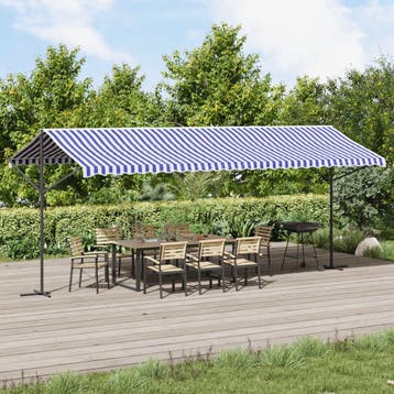vidaXL Luifel vrijstaand 600x300 cm stof en staal blauw en, Verzenden, Nieuw